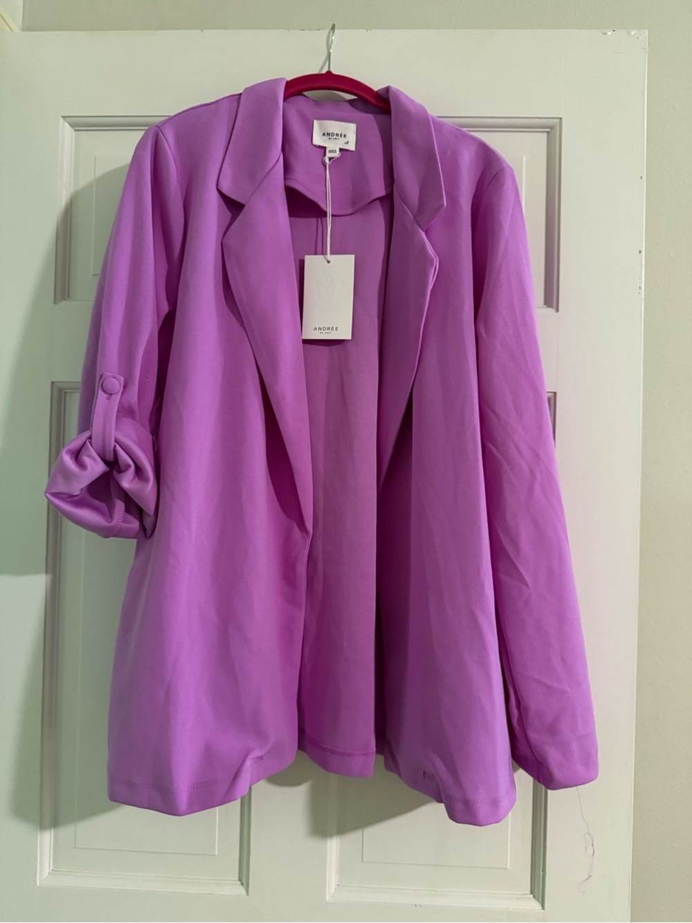 NWT Andree by Unit Lavender Open Front Roll Tab Blazer XL